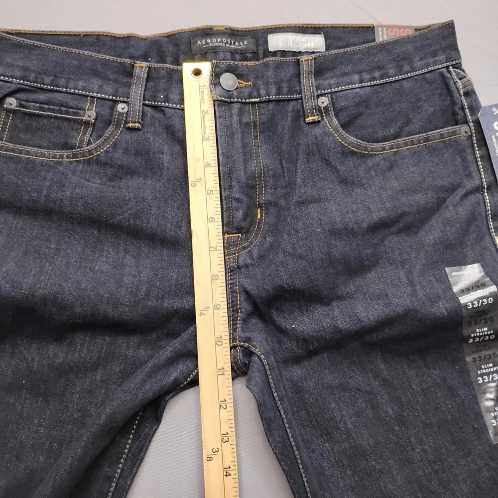Aeropostale Mens Slim Straight Stretch Dark Wash Denim Jeans 33x30